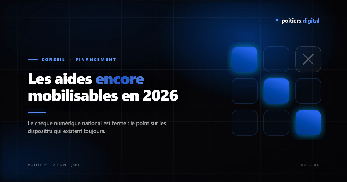 Aides pour créer son site internet à Poitiers en 2026 : ce qui existe vraiment